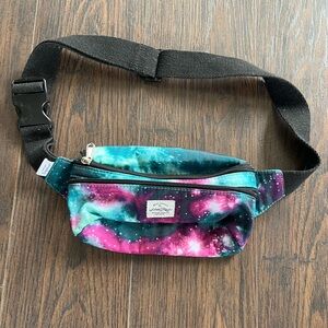 Galaxy Print Fanny Pack Waist Bag - Teal Pink Purple